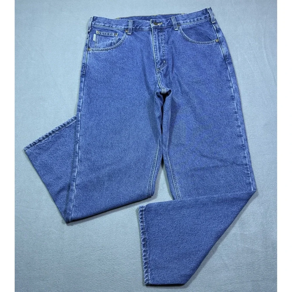 Carhartt Flannel Lined Jeans Mens 36x30 Relaxed Fit Workwear Woodsy Cabincore
